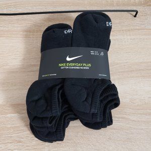 New Nike Everyday Plus Cushion No Show Socks (6 Pair) Black - No Show Large